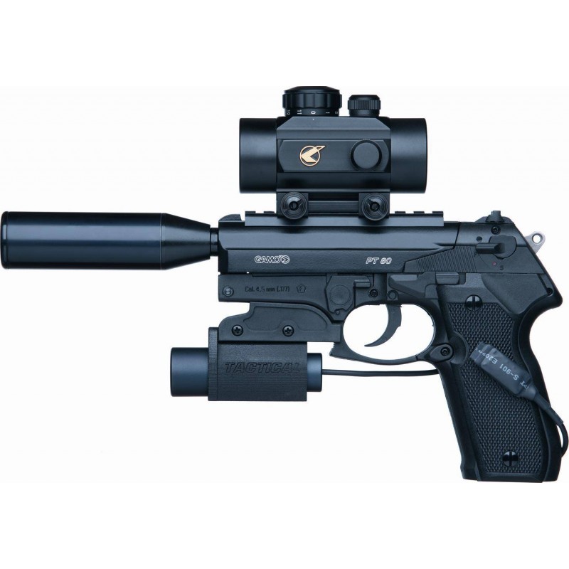 111354 Gamo. Pack Pistola perdigón PT-80 Tactical Cal.4,5mm