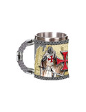 Jarra de cerveza decoracion Caballeros Templarios. Fabricada en resina y acero. Tamaño 12cm
