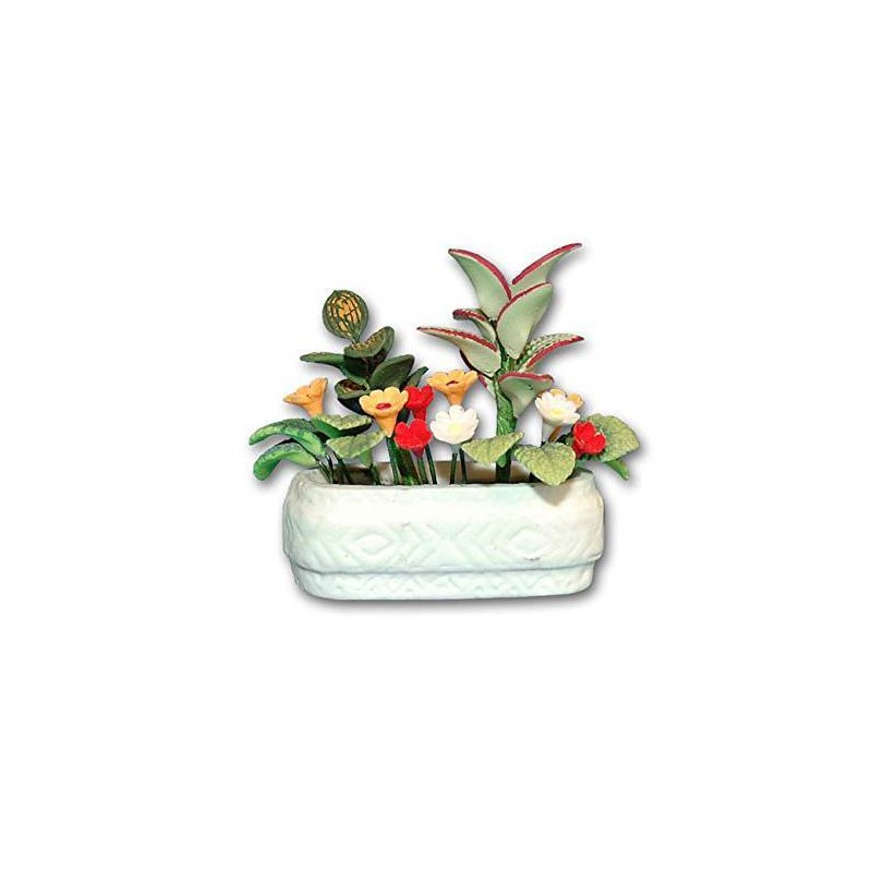 36164 Chaves. Macetero blanco de porcelana con flores