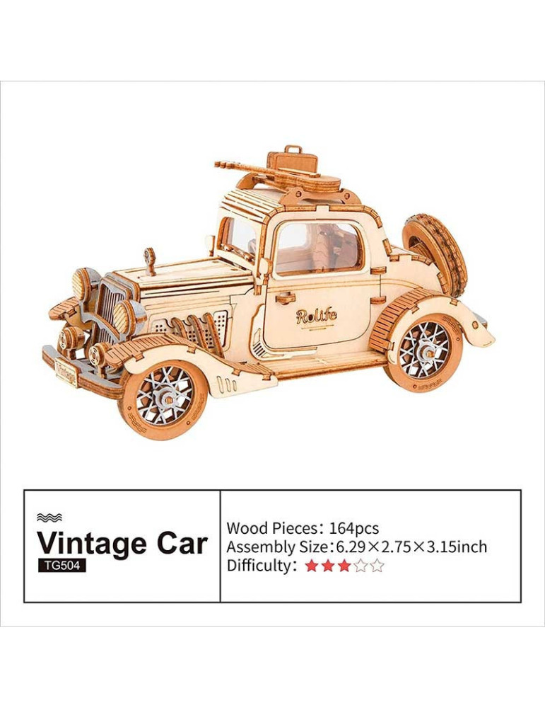 Robotime TG504. Puzzle 3D Coche Vintage 164 Piezas