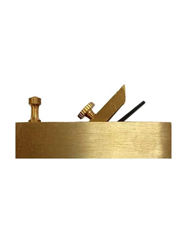 Cepillo para Madera Mini. Acabado Bronce y Madera. Largo 7.5cm. Ancho 2cm