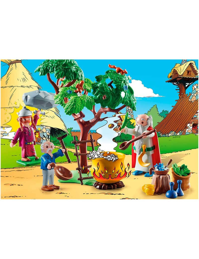 Astérix: Panorámix con el caldero de la Poción Mágica