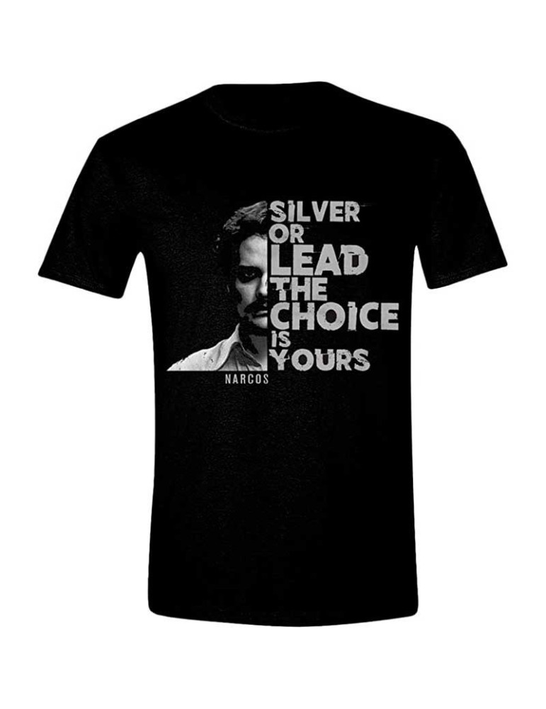 Camiseta Narcos 100% Algodon. Plata o Plomo, la Elección es Tuya. Talla XL