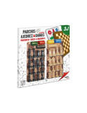 Juego de mesa Tablero Parchis-Ajedrez-Damas madera