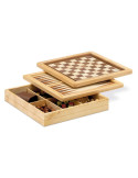 Juego de mesa Tablero Ajedrez-Damas-Backgammon Marqueteria