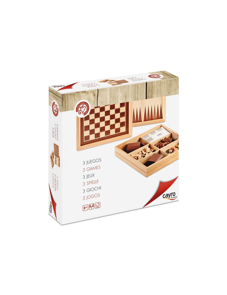 Juego de mesa Tablero Ajedrez-Damas-Backgammon Marqueteria