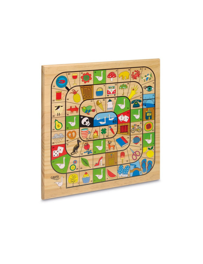 Tablero Juego Parchis-Oca con fichas. Madera Maciza gran robustez