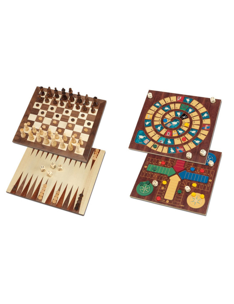 Set 5 Juegos Ajedrez-Damas-Backgammon-Parchis-Oca