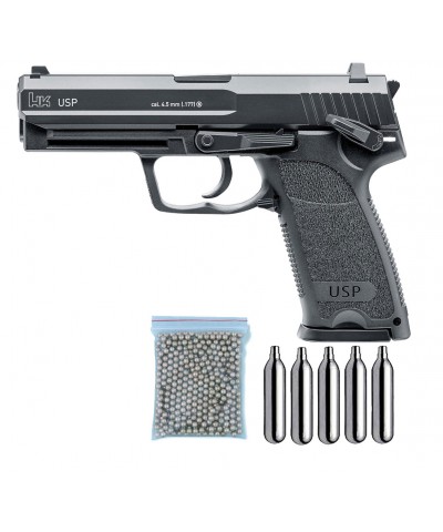 Pistola Perdigón Blowback H&K USP + balines + Co2. 29318/13275