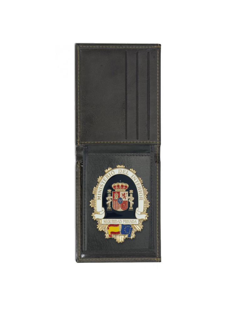 Cartera identificacion con Placa de Seguridad Privada.