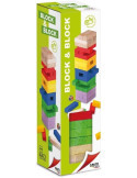 Torre Jenga 54 piezas Madera Maciza Colores. Gran robustez