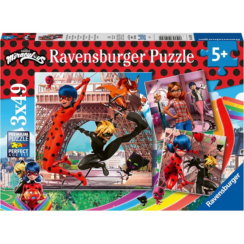 Ravensburger 05189. Puzzle 3x49 Piezas Miraculous