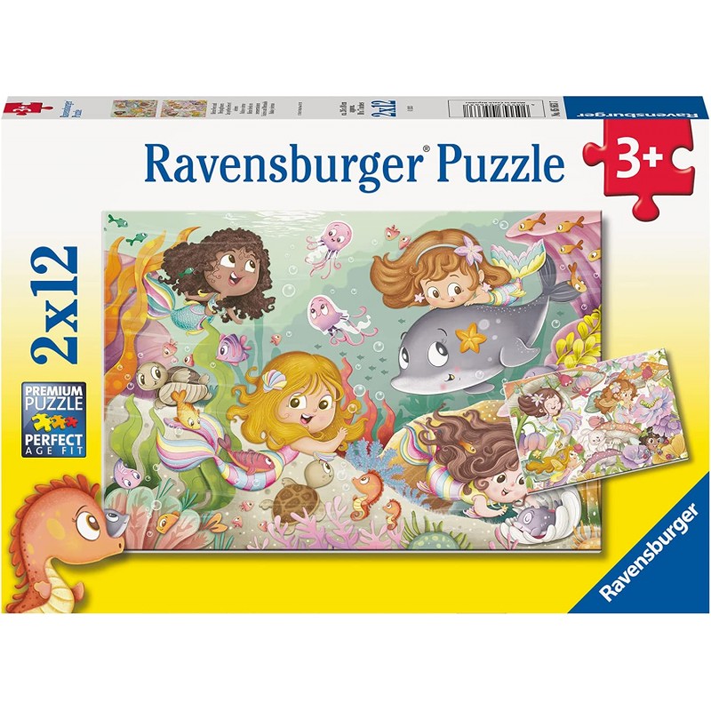 Ravensburger 05663. Puzzle 2x12 Piezas. Hadas y Sirenas