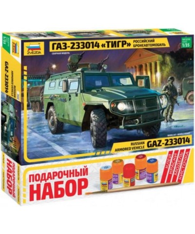 ZVEZDA 3668 P - GAZ 233014 Tiger - Set de Regalo (Pinturas Incluidas) Kit de Modelo de plástico Escala 1/35 262 Partes