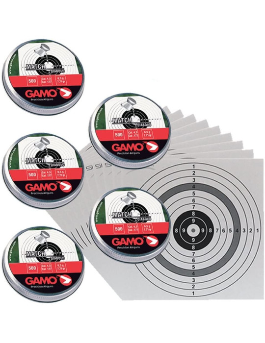 2500 balines Gamo Match Cal, 4,5 mm + 50 Dianas