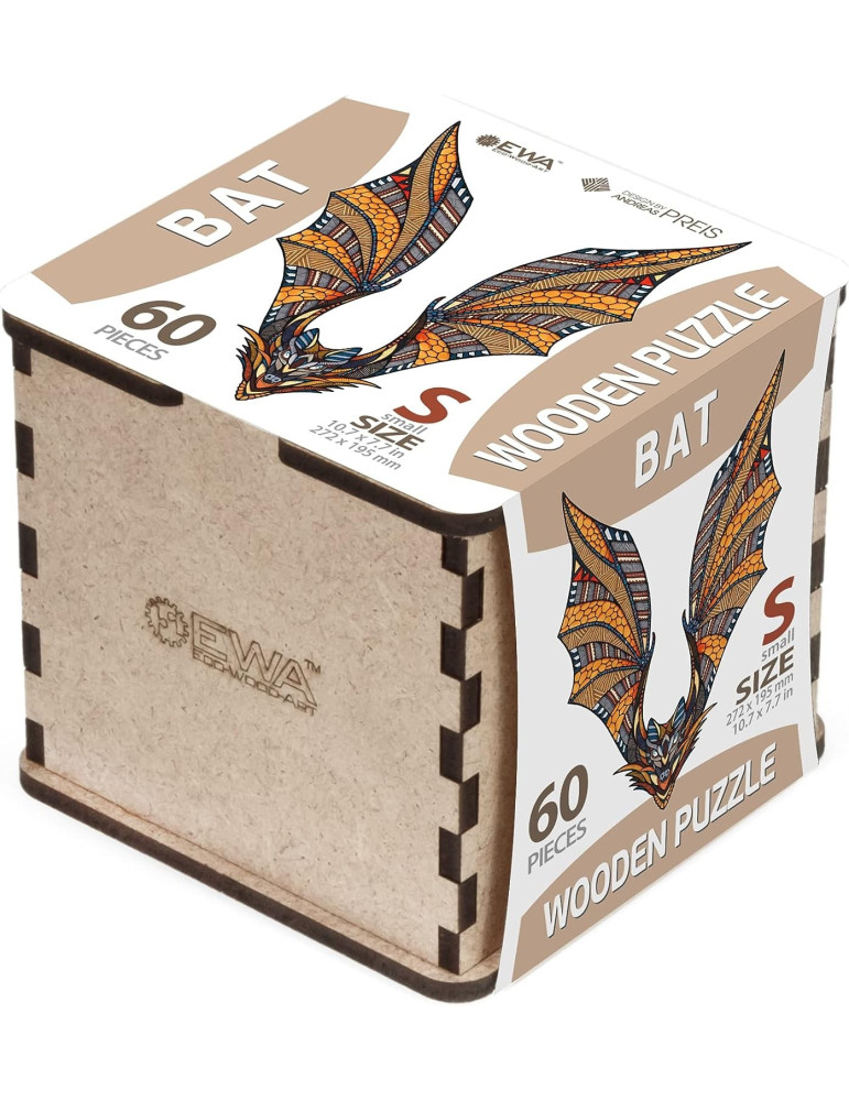 Puzzle Madera Ewa. Murcielago. 60 Piezas