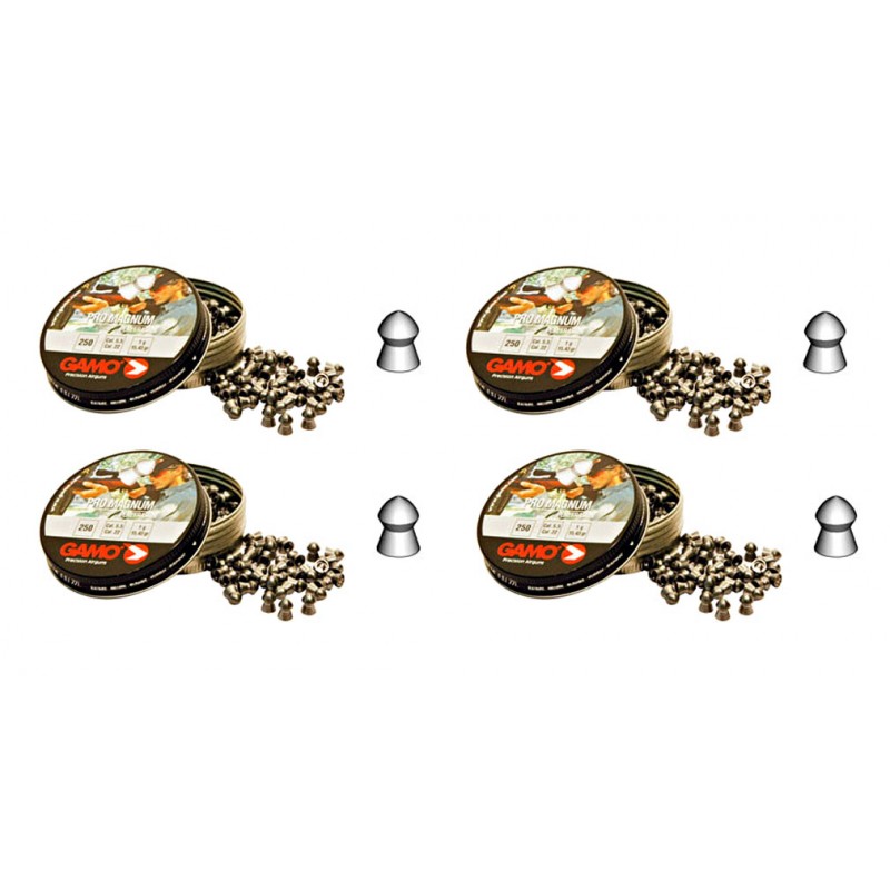 Gamo 6321724. Pack 4 latas de 250 perdigones Gamo Pro-Magnum de Copa-Punta 4,5mm.