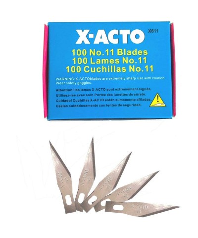 Kit 100 cuchillas X-Acto acero Inox mod.11. Hoja recta para cutter nº1. Bisturi, Escalpelo.