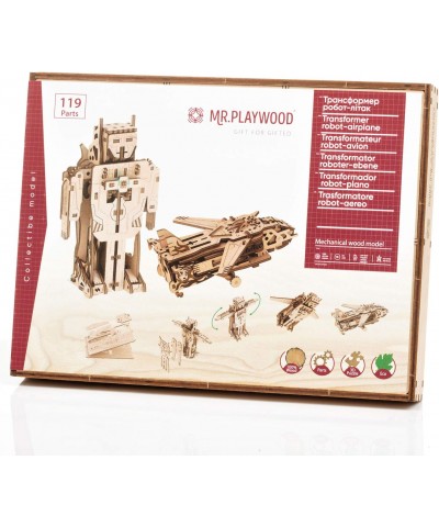 Mr. Playwood 103. Kit de montaje. Transformer, Robot, Avión. 119 piezas