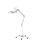 Lampara Flexo-lupa profesional. 5 a 20 aumentos. 81 leds regulables, 1 led Alta intensidad y 6 leds Ultravioleta.