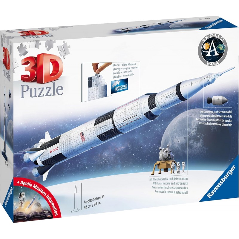 Ravensburger 11545. Puzzle 3D Apolo Saturno V Rocket. 440 piezas