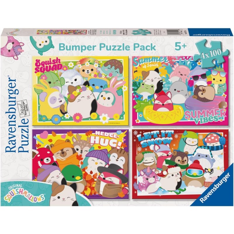 Ravensburger 05715. Puzzle 4x100 Piezas Squishmallows Bumper