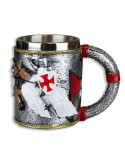Jarra de cerveza decoracion Caballeros Templarios. Fabricada en resina y acero. Tamaño 12cm