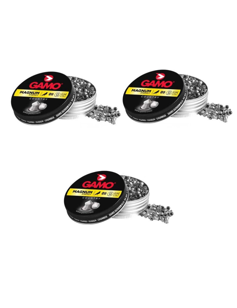 Gamo 6320234. Pack 3 latas 500 perdigones Gamo Magnum de Copa-Punta 4,5mm.
