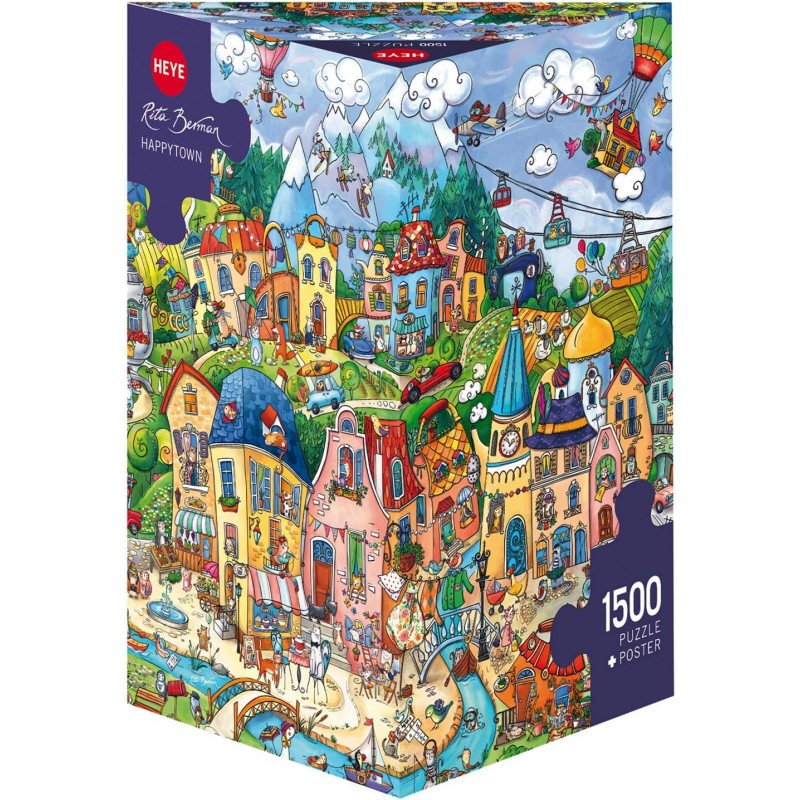 Heye 29744. Puzzle 1500 piezas. Ciudad Feliz. Triangular