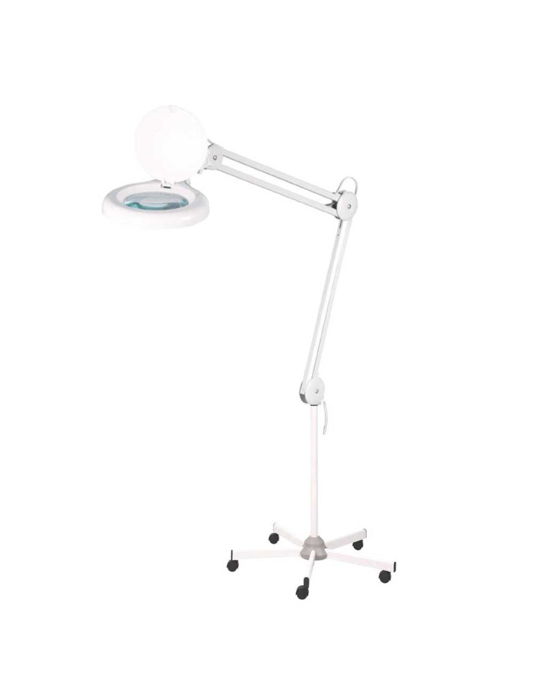 Lampara Flexo-Lupa Profesional 60 led 5X. Pie 5 brazos metalico con Ruedas. Leds de bajo Consumo. Gran estabilidad