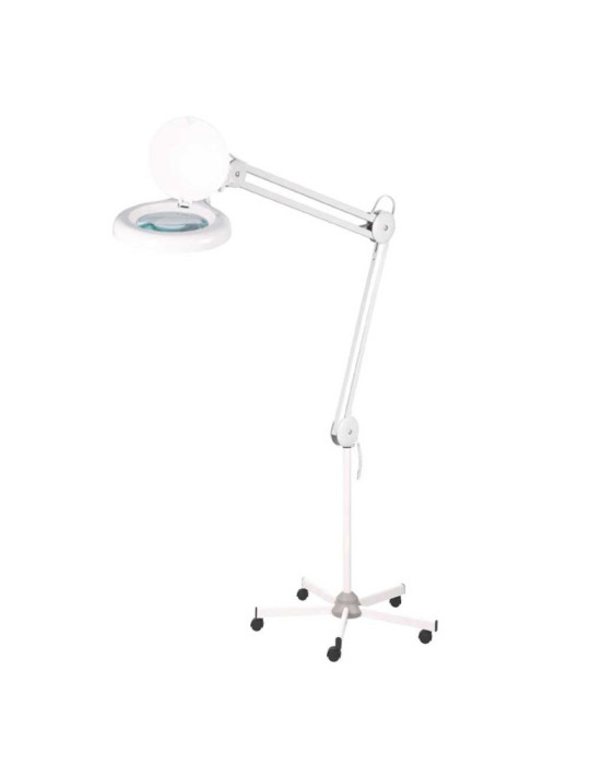 Lampara Flexo-Lupa Profesional 60 led 5X. Pie 5 brazos metalico con Ruedas. Leds de bajo Consumo. Gran estabilidad