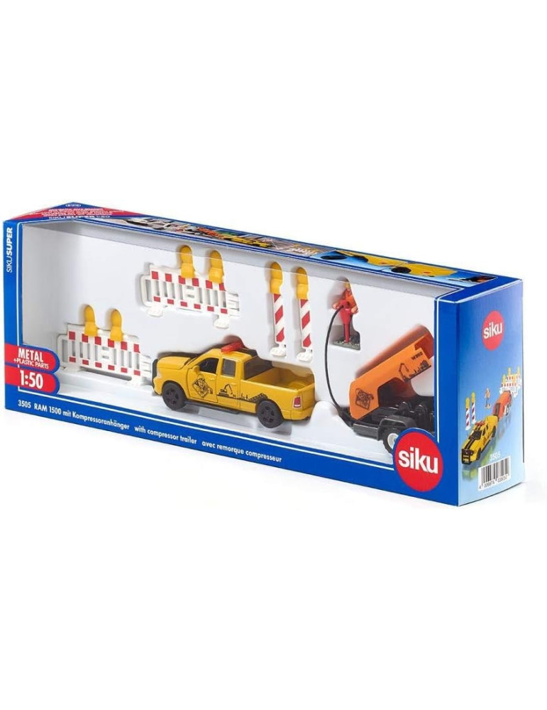 Siku 3505. 1/50 Camioneta RAM 1500 con Remolque Apisonadora