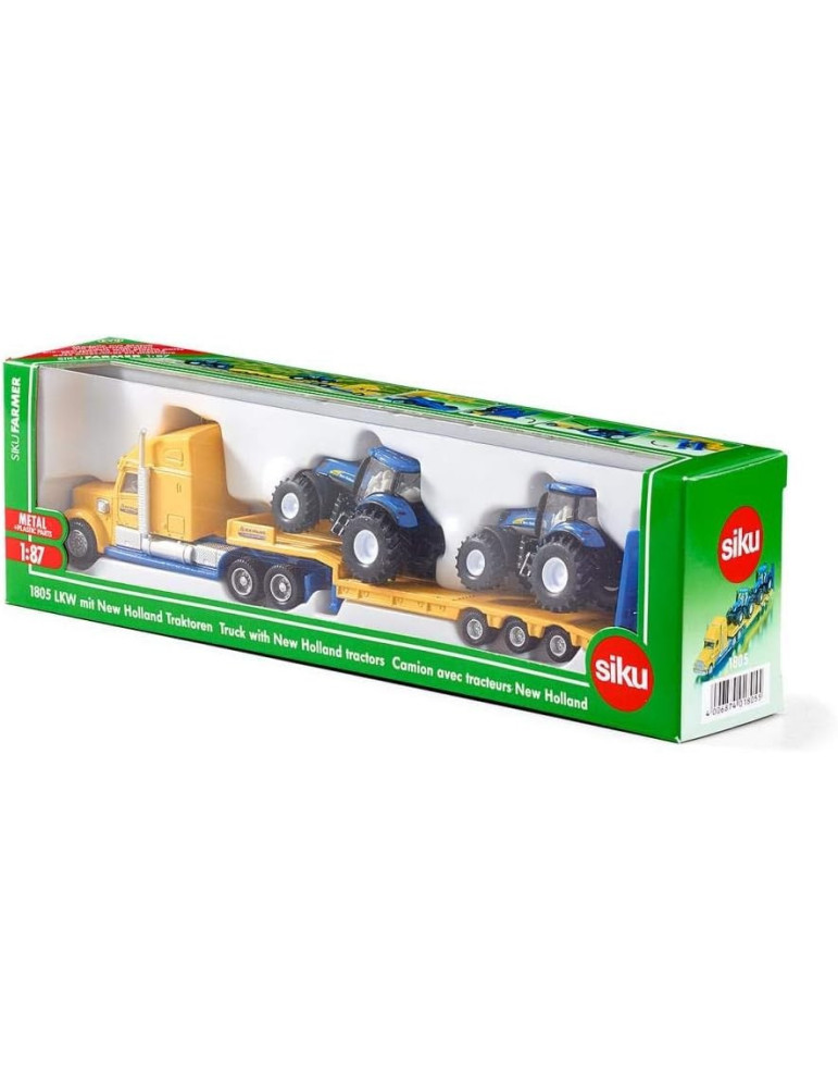 Siku 1805. 1/87 Camión Trailer con 2 Tractores New Holland