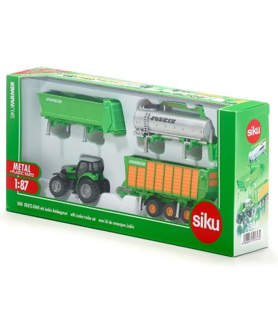 Siku 1848. 1/87 Tractor Deutz Fahr con 3 Remolques