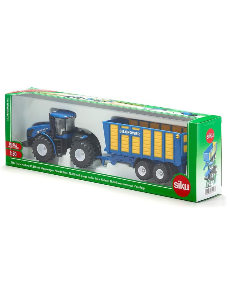 Siku 1947. 1/50 Tractor New Holland T9.560 con Remolque Ensilado