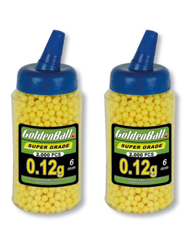 Pack 2 Biberónes 2000 balines PVC para Airsoft. Calibre 6mm 0,12 gr
