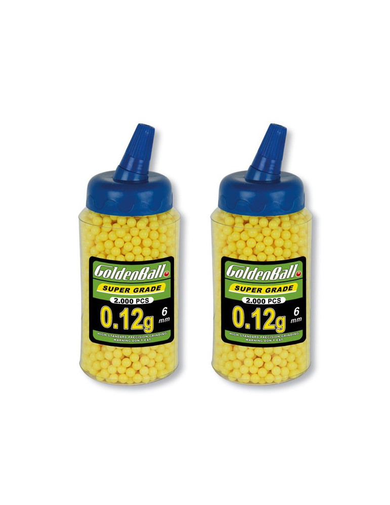 Pack 2 Biberónes 2000 balines PVC para Airsoft. Calibre 6mm 0,12 gr