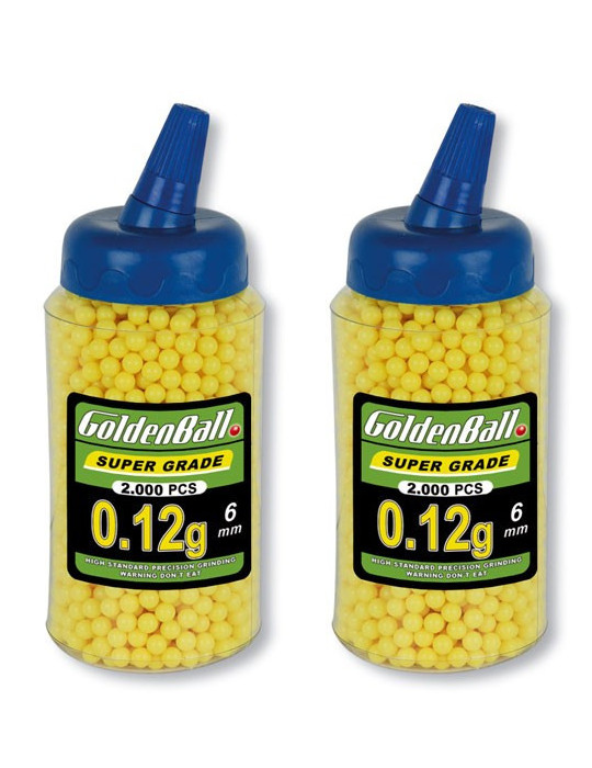 Pack 2 Biberónes 2000 balines PVC para Airsoft. Calibre 6mm 0,12 gr
