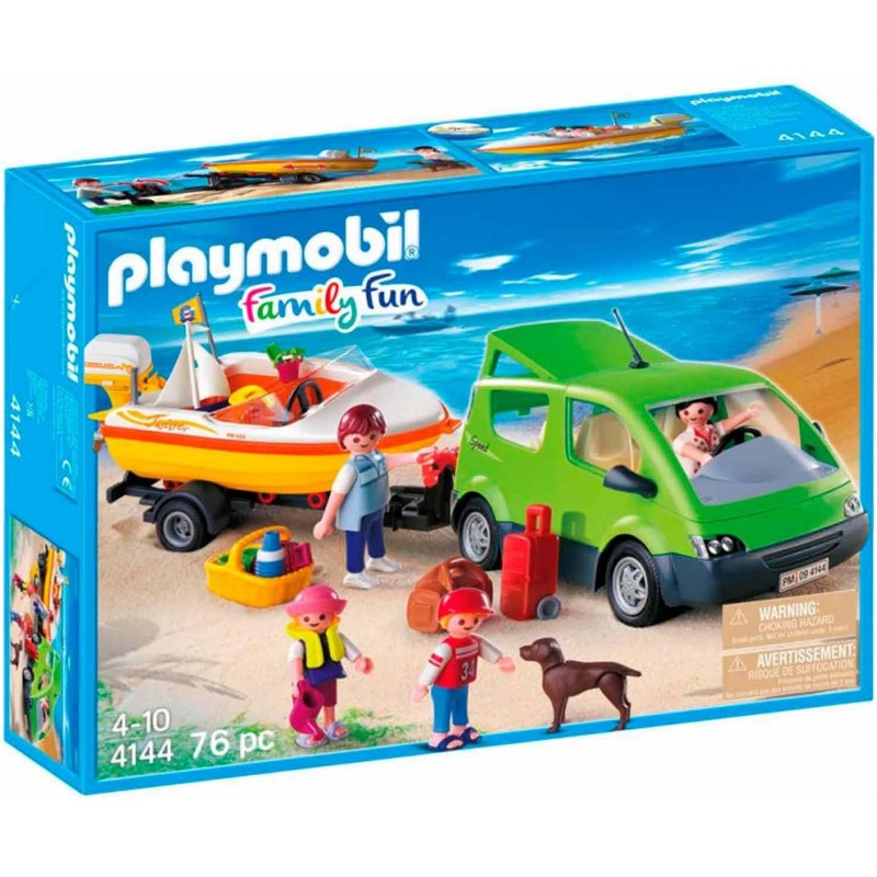 Playmobil 4144. Coche Familiar con Lancha. 76 piezas.
