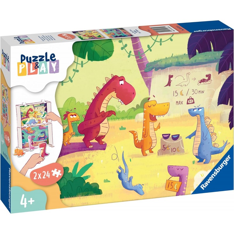 Ravensburger 05675. Puzzle 2x24 Piezas. Dinosaurios