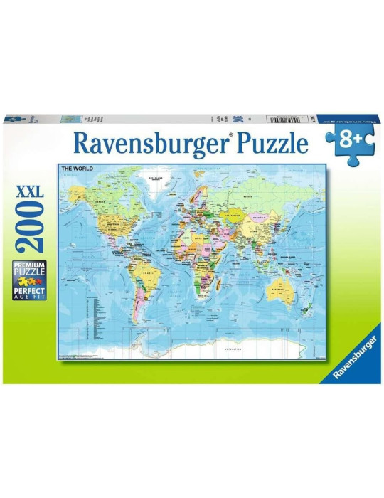 Ravensburger 12890. Puzzle 200 Piezas XXL. Mapa del Mundo