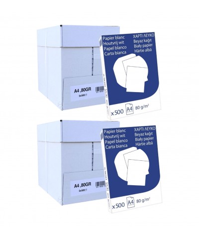 Pack 5000 Folios Papel A4 80gr Blanco. Valido para todas las impresoras y fotocopiadoras.