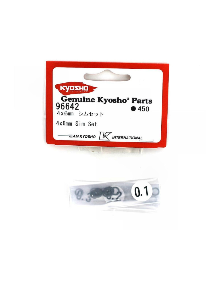 Kyosho 96642. Set 30 Arandelas 4X6mm. Grosor 0.1, 0.2 y 0.3mm (10 de cada)