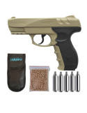 Gamo 6111397-D. Pack Pistola perdigon Gamo GP-20 Combat + Funda + balines + Bombonas co2