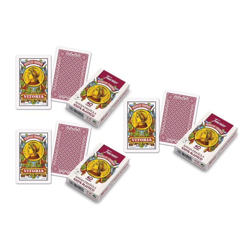 Pack 3 Baraja Española Fournier. Guiñote, Mus,... 40 Cartas 100% plastico Lavable. Calidad Casino.
