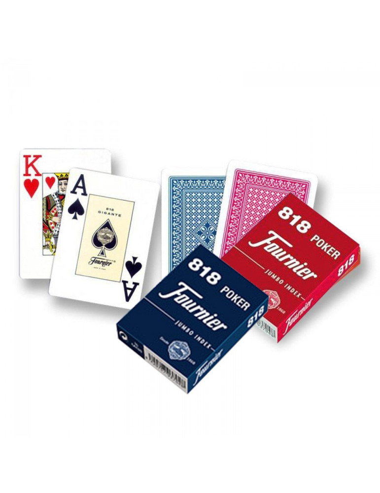 Fournier 818. Pack de 2 Barajas de Poker Fournier. 55 Cartas. Uso Profesional. 1 roja y 1 Azul