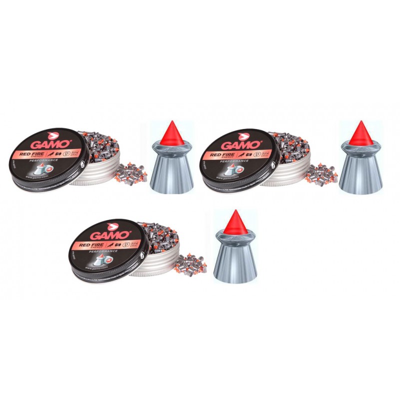 Gamo 6322704. Pack 3 latas 100 perdigones Gamo Red Fire. Calibre 5,5mm.