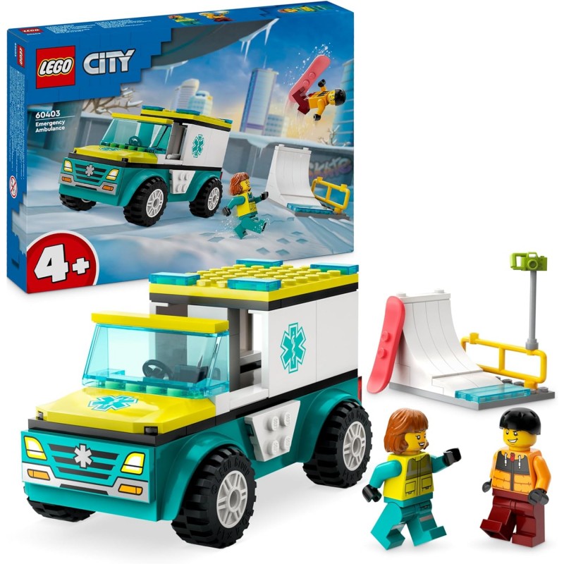 Lego 60403. City. Ambulancia de Emergencias y Chico con Snowboard. 79 Piezas