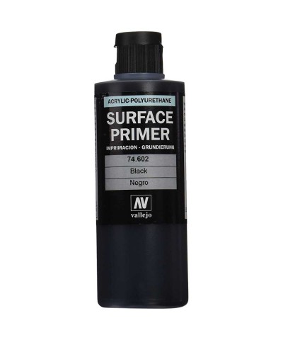 Vallejo 74602. Bote Pintura Imprimacion Negra de grano extrafino, para superficies de plastico o metal. 200ml