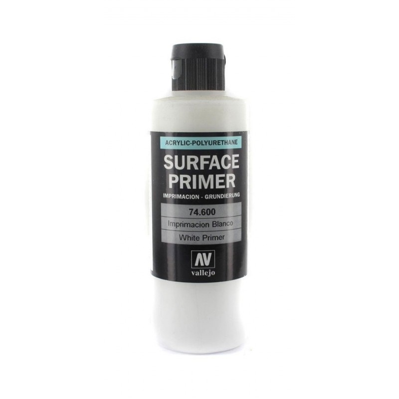 Vallejo 74600. Bote Pintura Imprimacion Blanca de Grano extrafino, para Superficies de plastico o Metal. 200ml